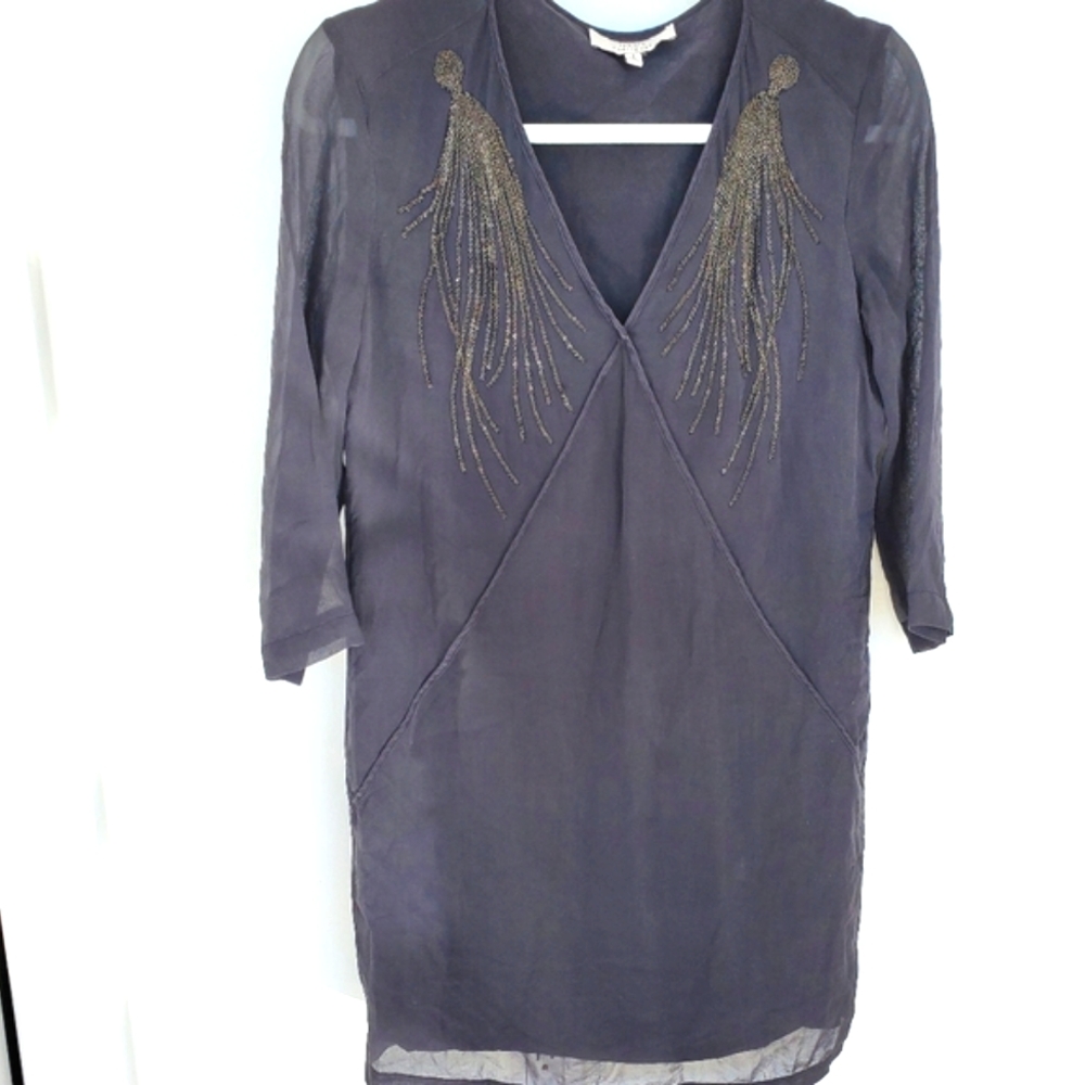 Robert Rodriguez 100% silk mini Dress, metal embroidery